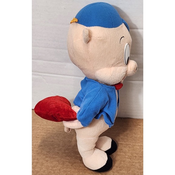 12"Looney Tunes Porky Pig Plush‎ Stuffed Animal Giving His Heart Valentines Love - Picture 6 of 10